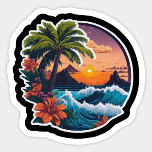 Palm trees in a beach Sticker